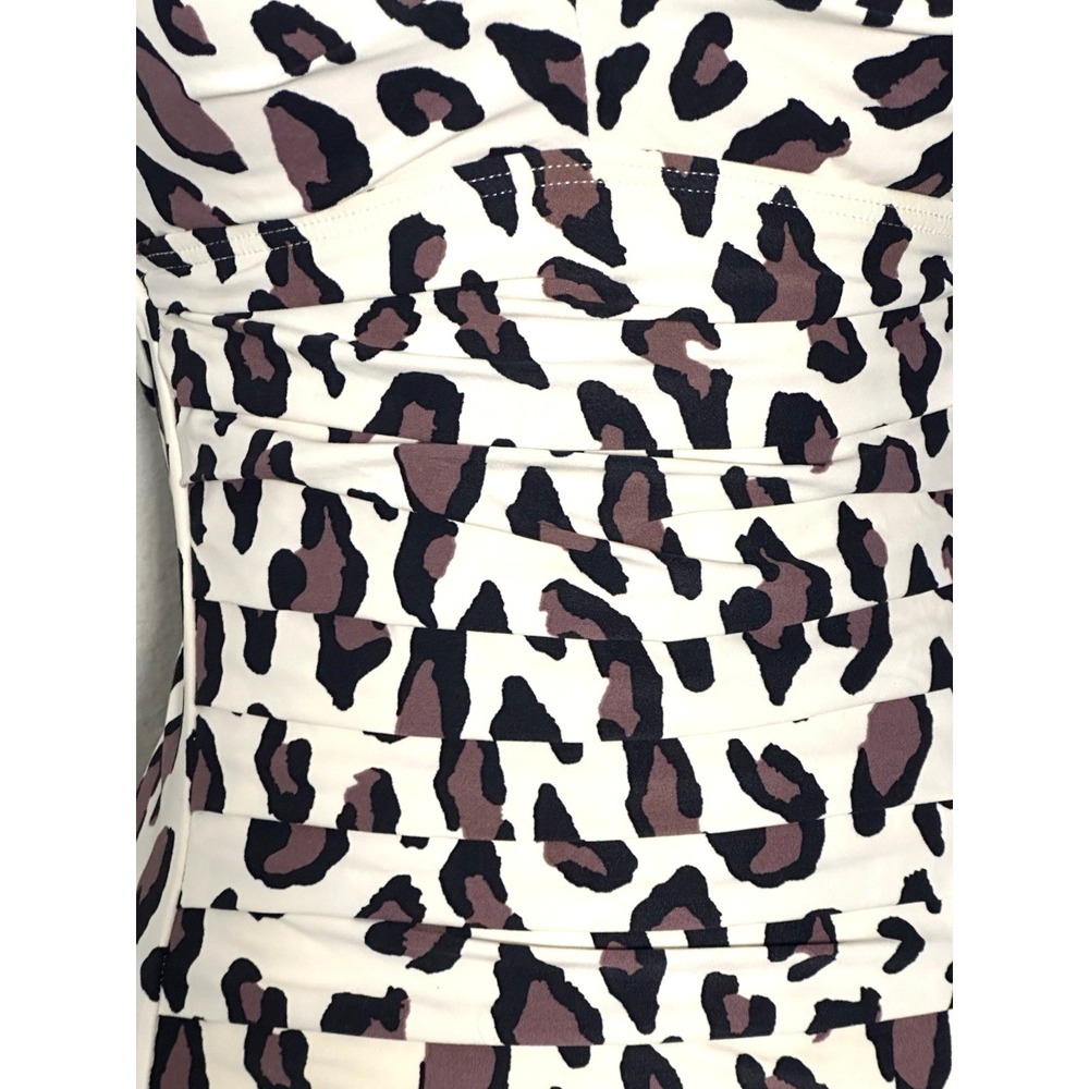 DKNY Women's Bandeau One Piece Swimsuit Size 4 Ivory Brown Black - Picture 9 of 16